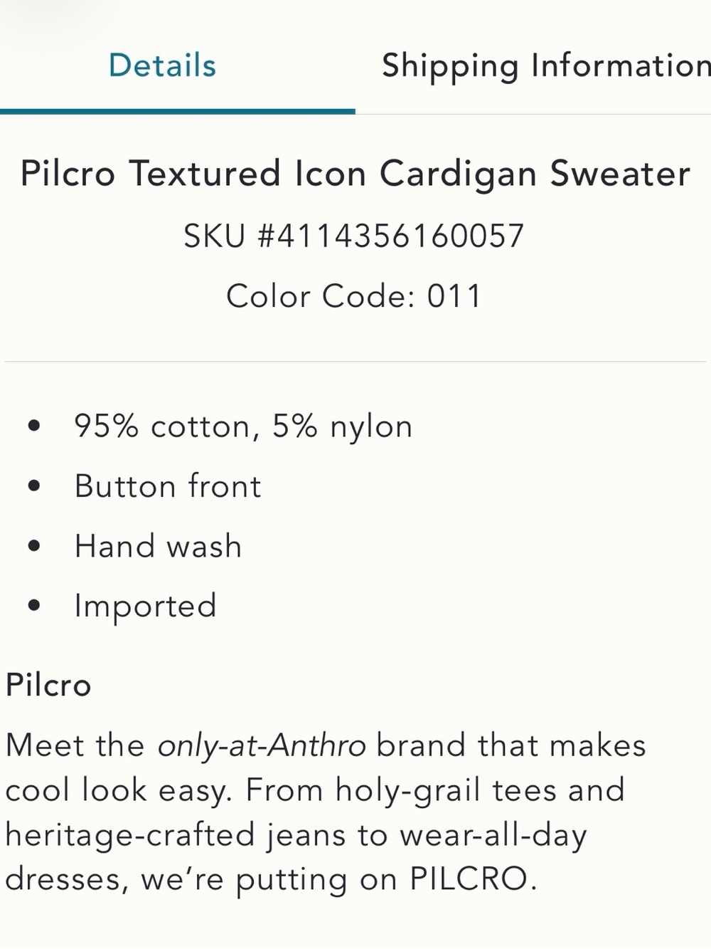 NWT Pilcro Textured Icon Cardigan Sweater / Cardigan - Embroidered Flowers - M - Picture 9 of 9